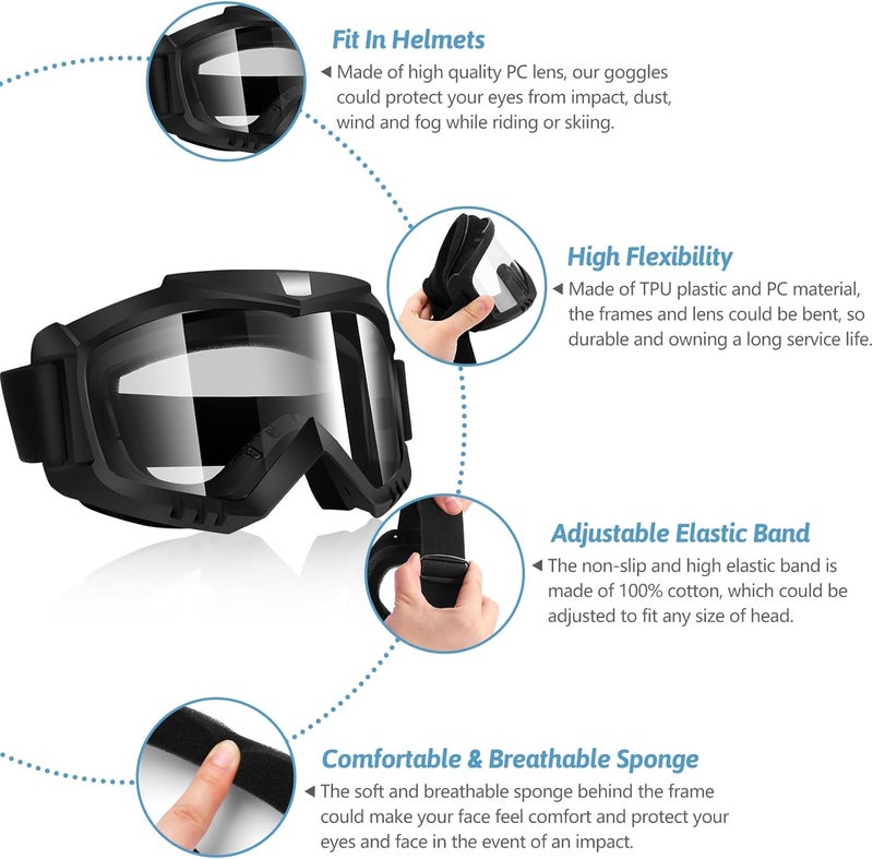 Lievermo Dirt Bike Goggles for Motorcycle, ATV, Motocross, Ski, and Racing Helmet - Image 3